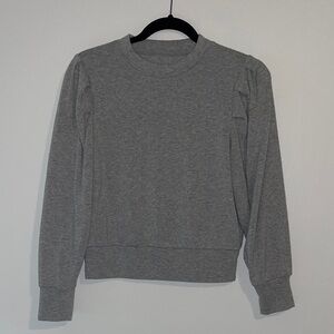 Gray Crewneck Sweatshirt with Ribbed Cuffs